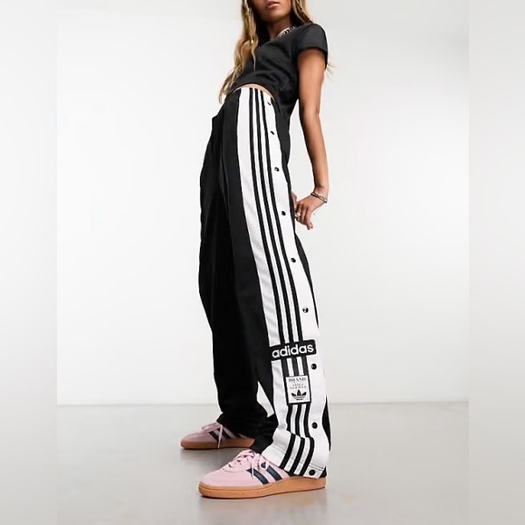 Adidas VINTAGE Adibreak Snap Track Pants Black White Medium - Picture 1 of 9